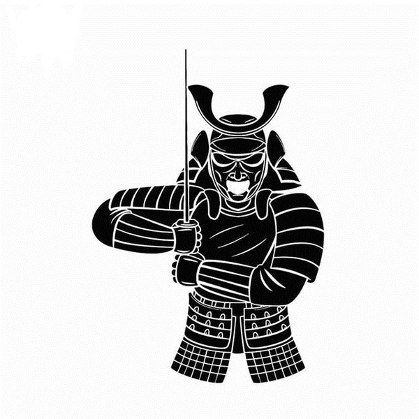 Brave japanese samurai warrior car sticker laptop sticker black/silver CA636