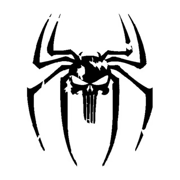 14.7CM*17.8CM Spider Punisher Skull Vinyl Decal Car Sticker Black/Silver CA-1260