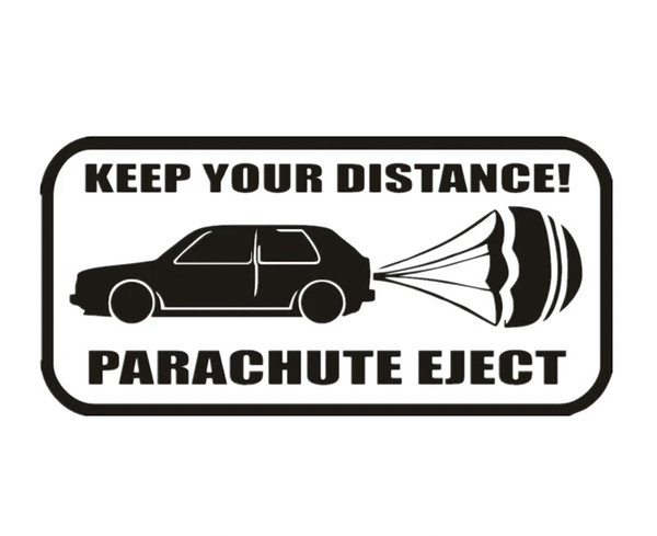 20*9.7CM KEEP YOUR DISTANCE PARACHUTE EJECT Funny Vinyl Decal Car Sticker Black/Silver CA-1272