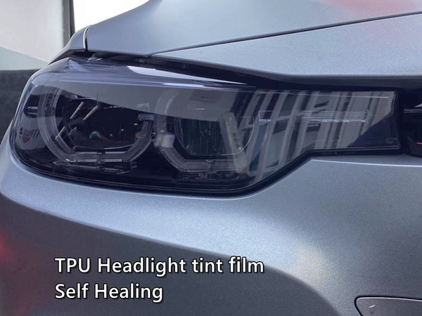 Light black TPU Self healing smoke Headlight Tint film Headlamp film size 0.3x10m Roll (