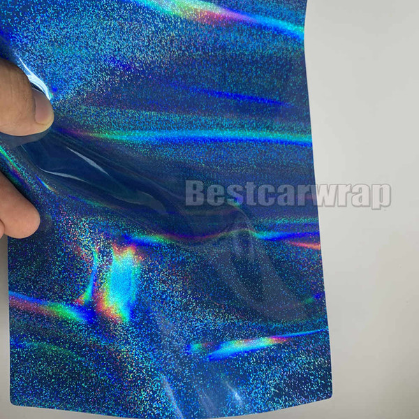 Light blue Rainbow Neo Chrome holographic Vinyl Wrap For car wrap with Air bubble Free for Car covering hologram stickers 1.52x20m/Roll