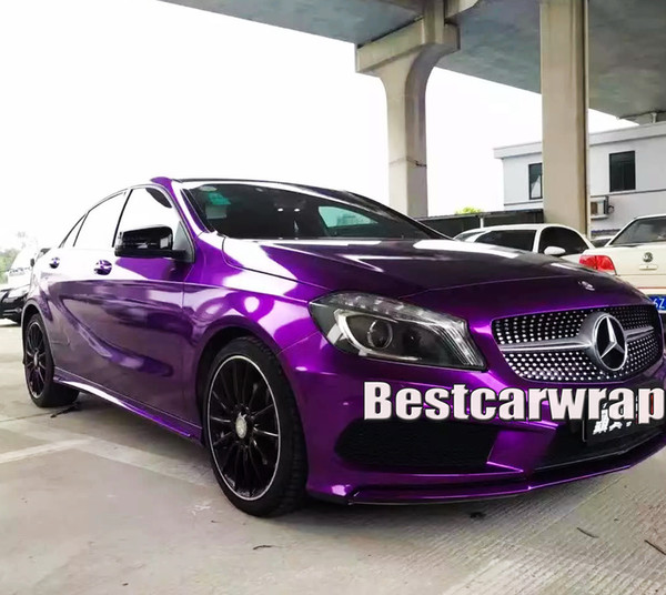 Purple Gloss Candy Metallic Vinyl WRAP Whole Car Wrap foil With Air bubble free Low tack glue initial 3M quality 1.52x20m/Roll( 5x65ft