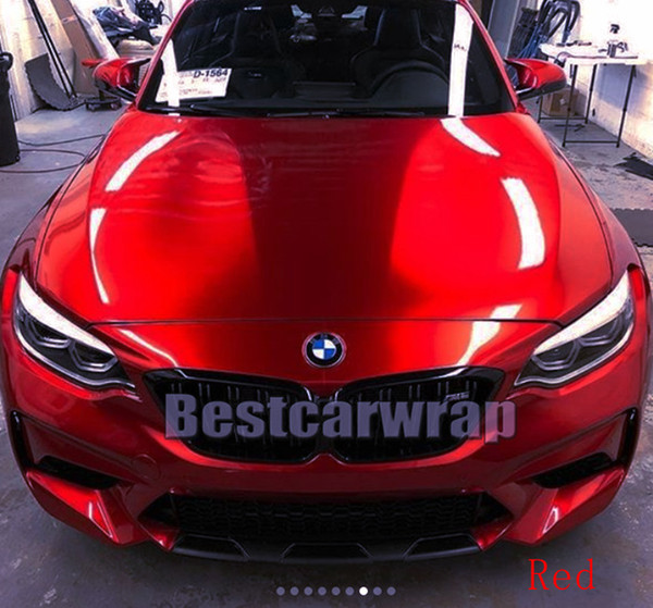 Red Gloss Candy Metallic Vinyl WRAP Whole Car Wrap Covering With Air bubble free Low tack glue initial 3M quality 1.52x20m/Roll( 5x65ft