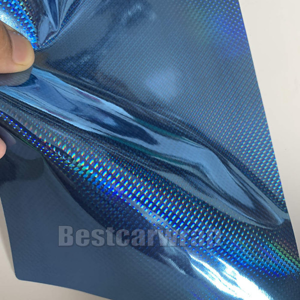 Blue Neo chrome Holographic Vinyl Wrap For whole car wrap with Air bubble Vehicle Wrap hologram laser graphic Sticker size 1.52x20m/ 5x65ft