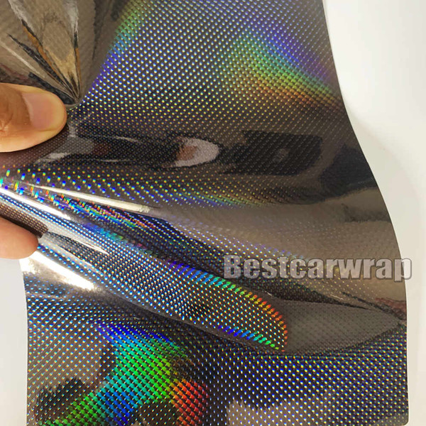 Black Neo chrome Holographic Vinyl Wrap For whole car wrap with Air bubble Vehicle Wrap hologram laser graphic STICKERS size 1.52x20m/Roll