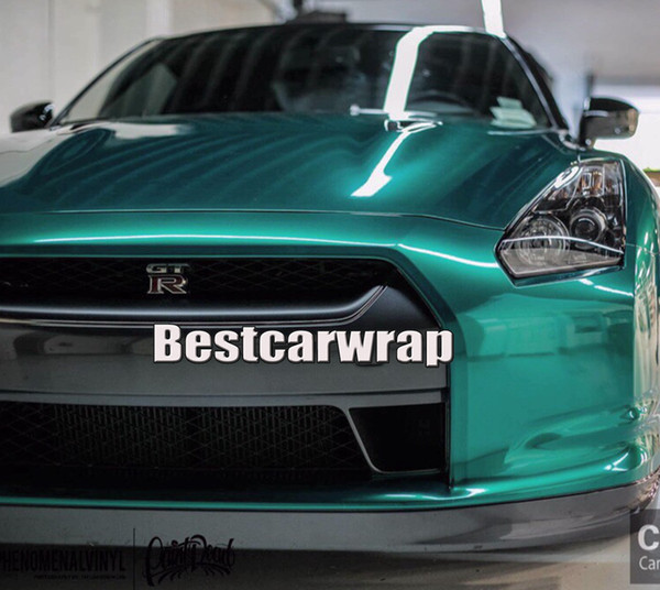 emerald Green Gloss Metallic Vinyl WRAP Whole Car Wrap Covering With Air bubble free Low tack glue initial 3M quality 1.52x20m/Roll( 5x65ft