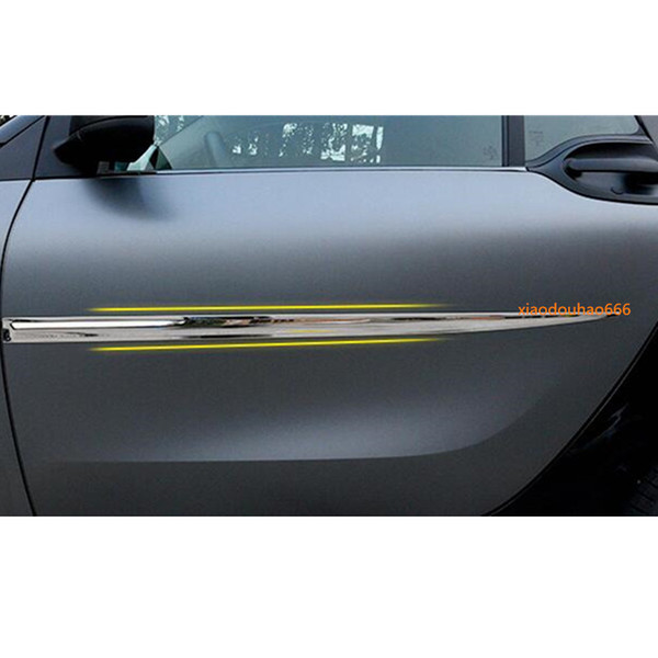 car styling sticker detector stainless steel Side Door Body trim sticker Strip Molding 2pcs For Benz smart fortwo 2015 2016 2017 2018