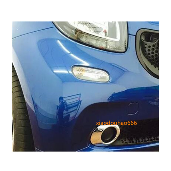 free shipping car Styling cover ABS Chrome head front fog Light Lamp Trim frame 2pcs For Benz smart fortwo 2015 2016 2017 2018