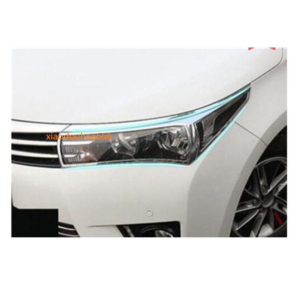 Car body front head Light lamp hood Molding frame sticker ABS Chrome cover trim part 2pcs For Toyota Corolla Altis 2014 2015 2016