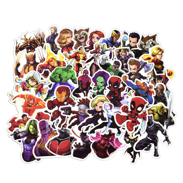 50 Pcs Car Stickers MARVEL Super Hero DC for Car Laptop Luggage Notebook Decal Fridge Skateboard Spiderman Batman Superman Hulk Iron Man