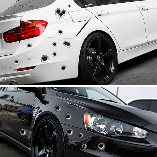 New Arrival Car Stickers 3D Bullet Hole Funny Decal Car-covers Motorcycle Scratch Realistic Bullet Hole Waterproof Stickers