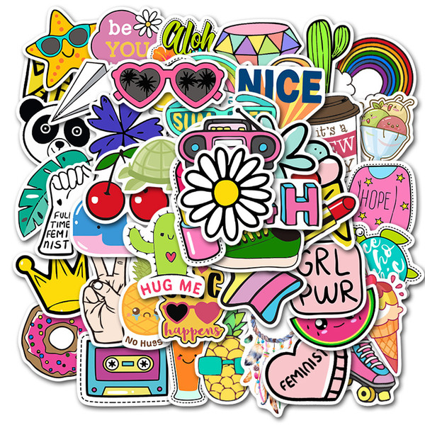 Low Price Promotions INS-style Cartoon Small Fresh Car Suitcase Stickers Super Waterproof Graffiti Suitcase Car Stickers 50Pcs/lot