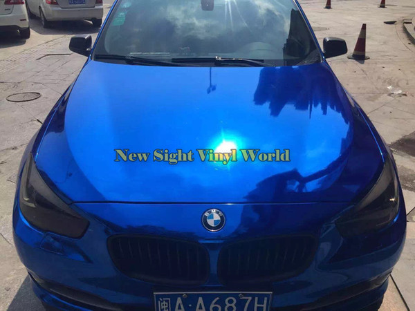 Best Quality Stretchable High Glossy Chrome Mirror Blue Vinyl Wrap For Car Wrapping Foil Bubble Free