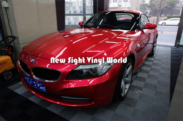 High Quality Glossy Red Candy Metallic Vinyl Wrap Gloss Candy Metallic Red Wrap Bubble Free For Car Wraps