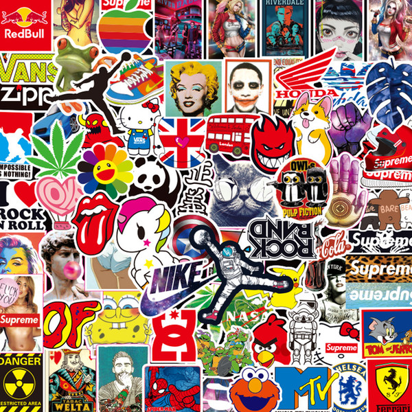 200pcs Skateboard Stickers bomb Vinyl Laptop Luggage Decals Dope Sticker lot cool Car Mixture Stickers Doodling Travel DIY Stickers