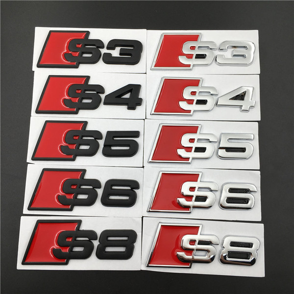 Car-styling 3D Customize Brilliant Shiny Black metal Car Model Emblem Tail Sticker S3 S4 S5 S6 S8 for Audi