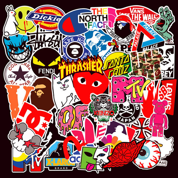 100 PCS/Set Car Stickers Car Accessories Cool Waterproof Stickers for Popular Mixed Vinyl Stickers Guitar Skateboard Laptop Notebook TH06