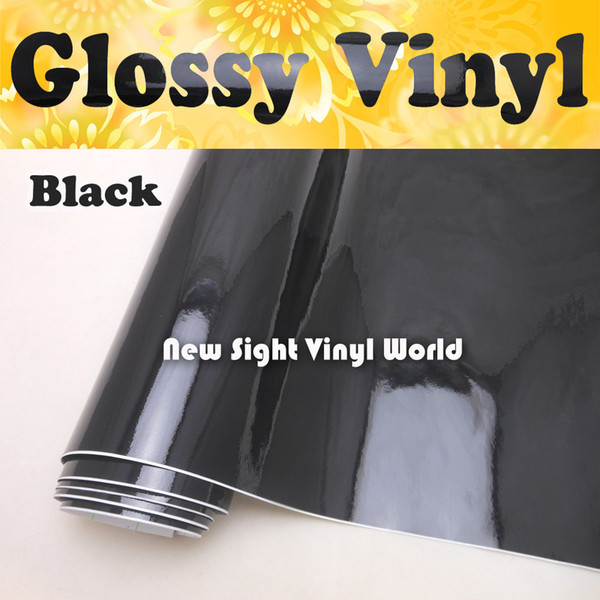 High Gloss Black Vinyl Wrap Car Wrap Air Free Shiny Black Vinyl Ultra Glossy Wrap Film Vehicle Wraps Size:1.52*30m/Roll