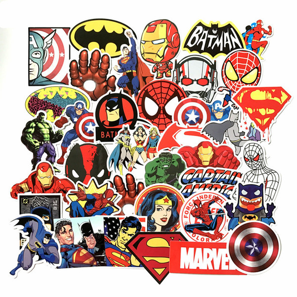 50pcs/set Super Hero Car Stickers For Car Laptop Notebook Decal Fridge Cool Car Exterior Styling HHA220