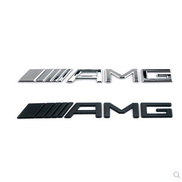 10pcs/lot Silver 3D Metal Chrome Black 3M AMG Decal Sticker Logo Emblem Car Badges for Mercedes CL GL SL ML A B C E S class Car Styling