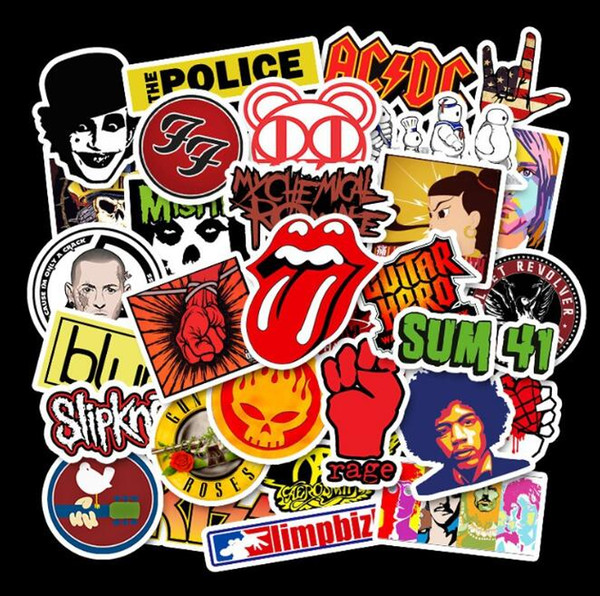 52 Non-Repeating Rock Cool Stickers Car Tablet PC PS4 Computer Stickers Luggage Trolley Case Laptop Skateboard Guitar DIY Sticker