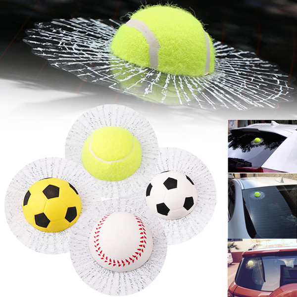 3D Funny Car Auto Styling Body Window Self Adhesive Ball Hits Sticker Baseball Tennis Decal CEA_30S