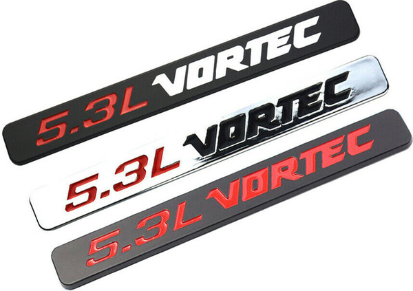 5.3L VORTEC Badge Emblems 3D Decal 1500 2500hd GMC Silverado Truck Black White Red Chrome