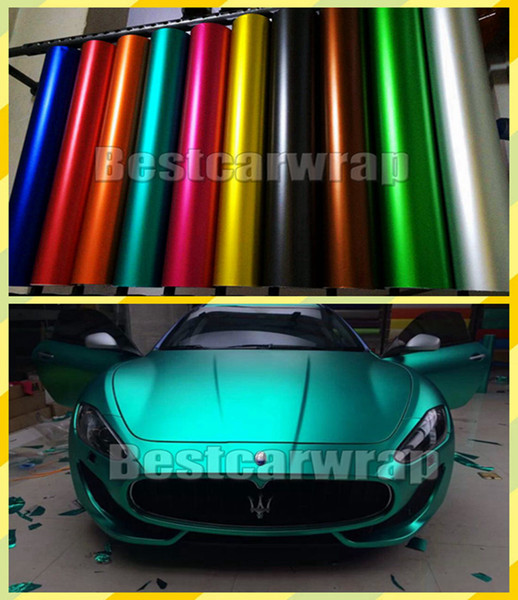 Various Colors Ice Satin chrome matte Vinyl For Car Wrap Covering With Air bubble Free Low tack glue 3M quality 1.52x20m/Roll 5x67ft