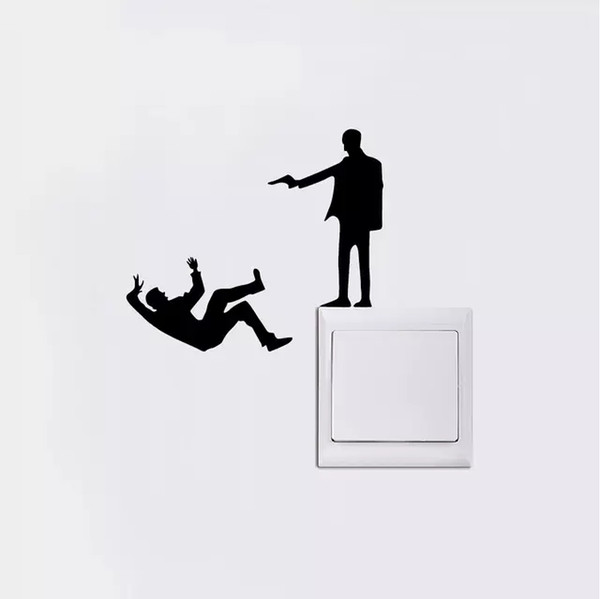 13.1*9CM shooting Man Vinyl Light Switch Sticker Creative Silhouette Wall Stickers for bedroom Living Room Vinyl Decal Wall Sticker CA-1156