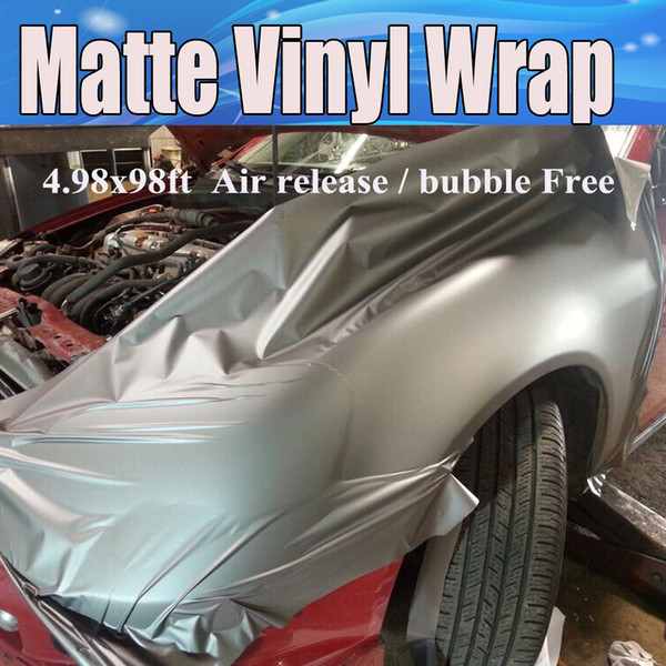 Gunmetal Grey Matte Vinyl Wrap Anthracite With Air Bubble Free Dark Gray Metallic Matt Film Vehicle Wrapping size 1.52x30m/Roll 5x98ft