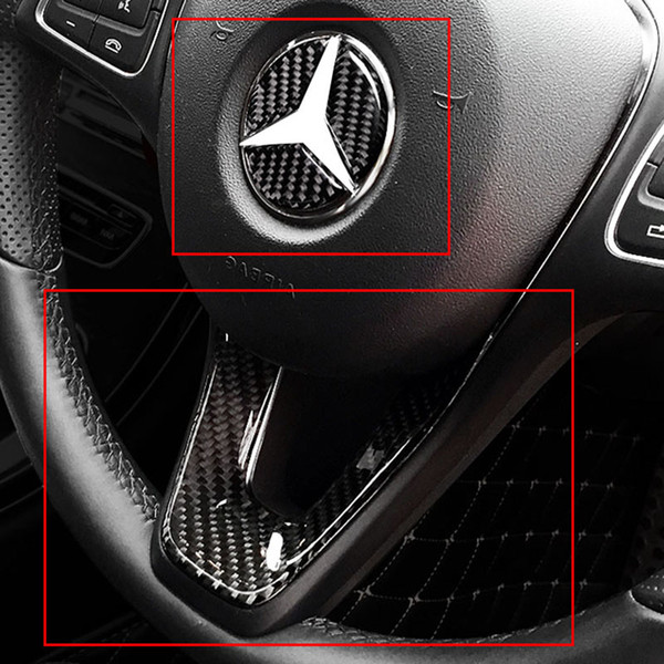 Carbon Fiber Interior Sticker AMG Badge Steering Wheel Emblem Sticker Decal For Mercedes A B C Class W204 W205 W211 W203 GLC GLA