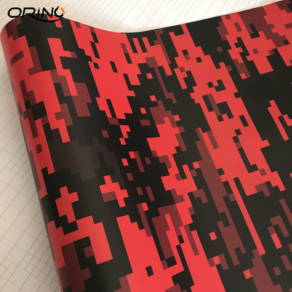 Black Red Digital Camo Film Vinyl With Air Bubble Free Motorcycle Car Sticker Adhesive Camouflage Vinyl Wrap