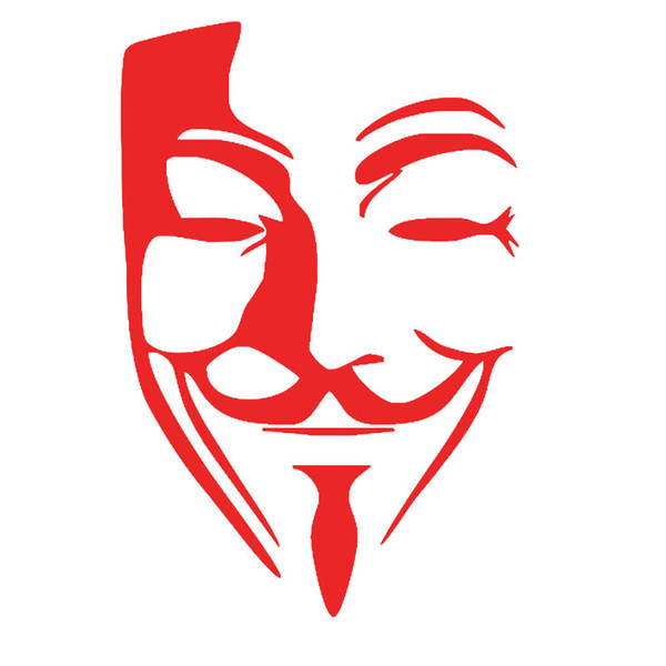 Anonymous Mask Wired Smile Face Black Red 15 cm PVC Personalized Sticker Car Decals