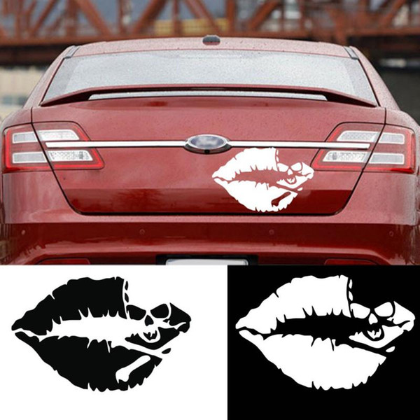 Car-styling New Red Lip Skull Car Sticker Personality Skeleton Reflective Car Sticker