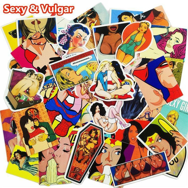 2019 Hot Sale 51 Pcs Mixed Sexy and Vulgar Stickers for Luggage Laptop Car Styling Waterproof Cool Sticker Bike Trunk Guitar Decals