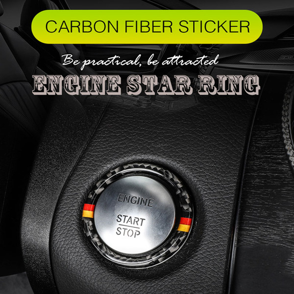 C Class W205 E Class W213 GLC Car Engine Start Button Cover Ring Carbon Fiber Trim Interior Sticker Decal