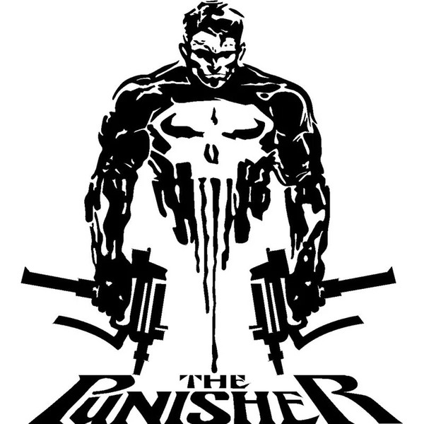 15*16.5CM THE PUNISHER SKULL & WORDS Decal Vinyl Car Sticker Black/Silver CA-1089