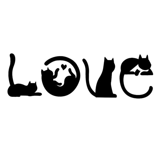 15.2*4.8CM Cats Spell LOVE Fashion Creative Cartoon Car Sticker Windshield Decorative Decalsa CA1006