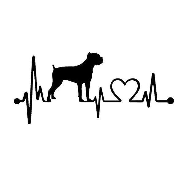 17.8*8CM Cane Corso Heartbeat Car Styling Funny Decorative Vinyl Decal Car Sticker Black/Silver CA-1207