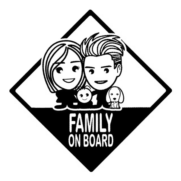 12.2*12.2CM FAMILY ON BOARD Creative Vinyl Decal Car Sticker Black/Silver CA-1183