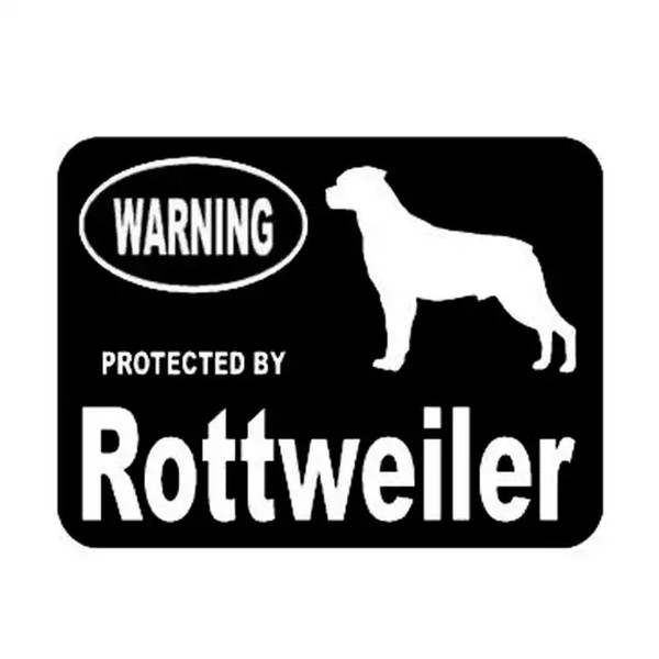 13.2*10CM Creative Fashion Warning Protected By Rottweiler Dog Vinyl Car Sticker Black/Silver CA-1182