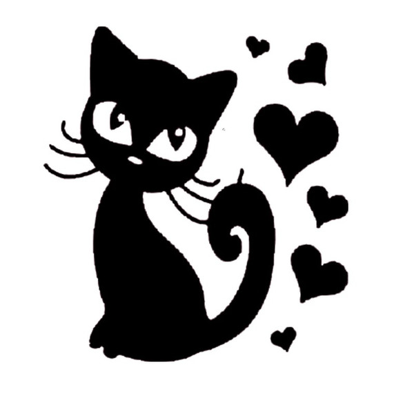 Car Sticker Funny Cat With Love Animal Cute Vinyl Decal Car Styling Decorative Accessories Black/Silver CA-589