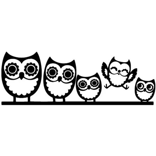 18CM New Arrival Car stickers Cute OWL Family Happy Funny Reflective Stickers Decals Black Silver