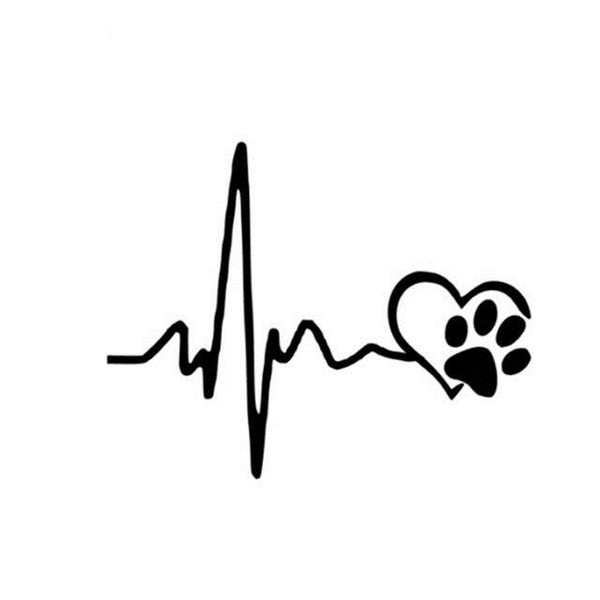 13*10.3CM HEARTBEAT LOVE DOG CREATIVE VINYL CAR STICKER ca-638