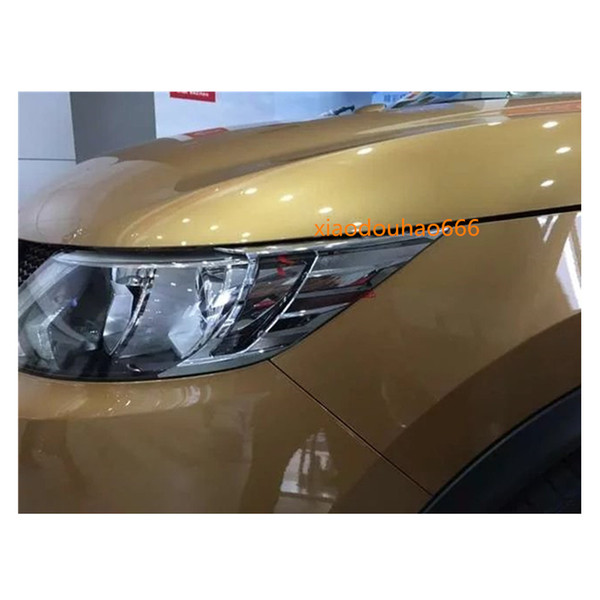 Free shipping For Nissan Qashqai 2016 2017 Car styling Cover ABS Chrome Head Front light eyebrows lamp trim Guard Frame 2pcs/set