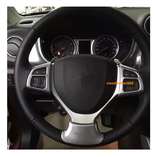 high quality For Suzuki Vitara 2016 2017 2018 3pcs car detector sticker styling cover ABS Chrome Steering wheel Interior Kit Trim lamp frame