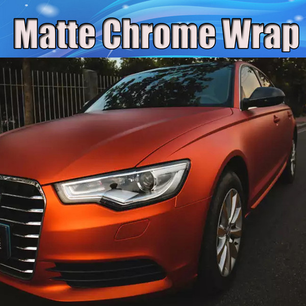 Satin Chrome Matte orange Vinyl Wrap Car Wrap With Air Release whole car wrapping covering foil 1.52x20m/Roll / 4.9ft*66ft