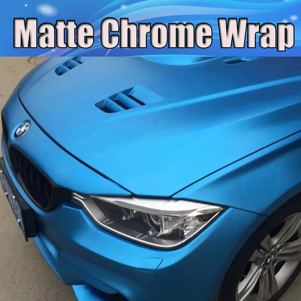 titanium blue satin chrome matte Viny Wrap with air bubble free With Air Channle For whole car covering foil stickers 1.52x20m/Roll 5x65ft