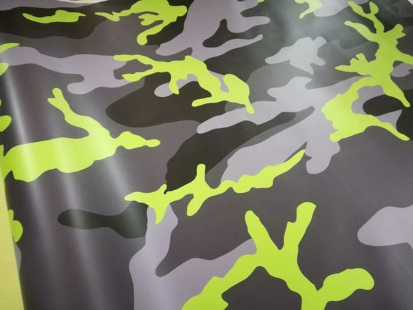 Large black yellow gray Camouflage Vinyl wrap for Vehicle car wrap film Camo Truck Wrap covering foil Self adhesive stickers 1.52x30m 5x98ft