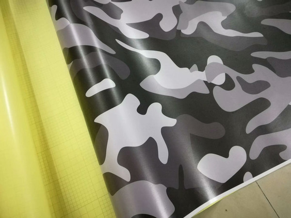 Snow Large black white gray Camouflage Vinyl wrap for Vehicle car wrap film Camo Truck Wrap covering foil Self adhesive 1.52x30m 5x98ft